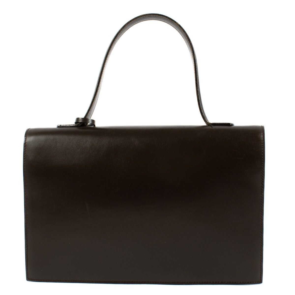 Delvaux Brown Box Calf Vintage Top Handle Bag