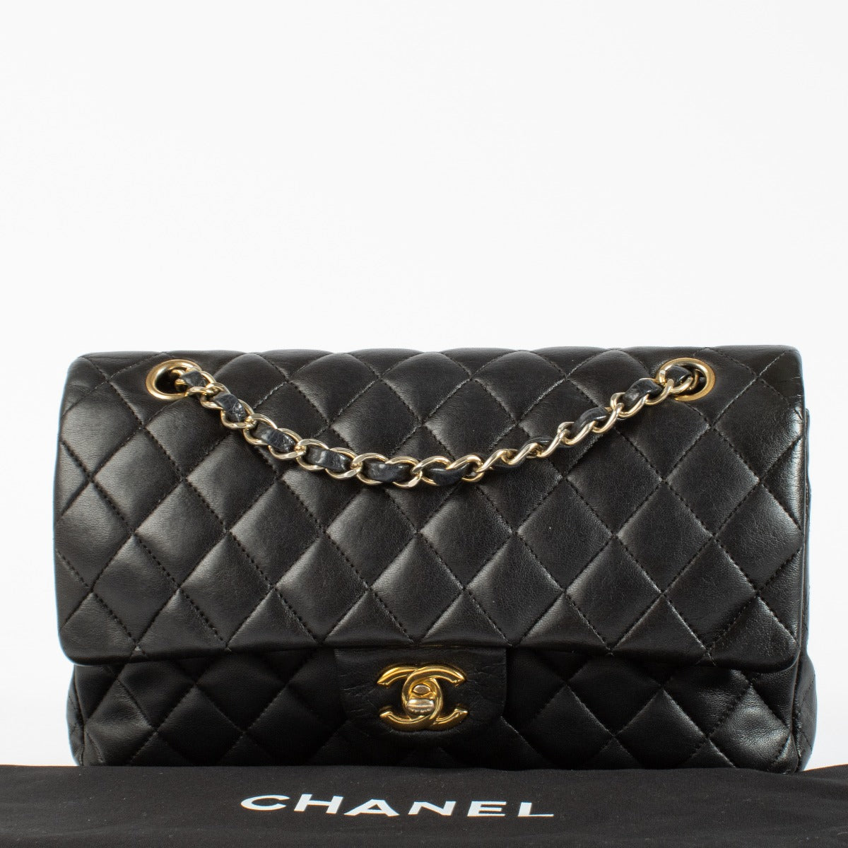 Chanel Zwart Lamsleer Medium Classic Flap 11.12 Tas