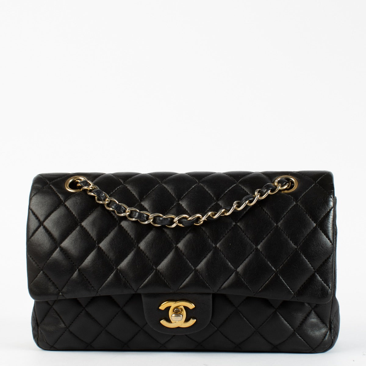 Chanel Zwart Lamsleer Medium Classic Flap 11.12 Tas