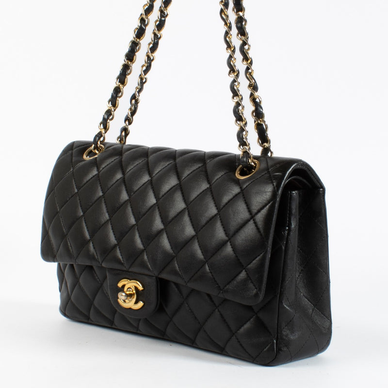 Chanel Black Lambskin Medium Classic Flap 11.12 Bag