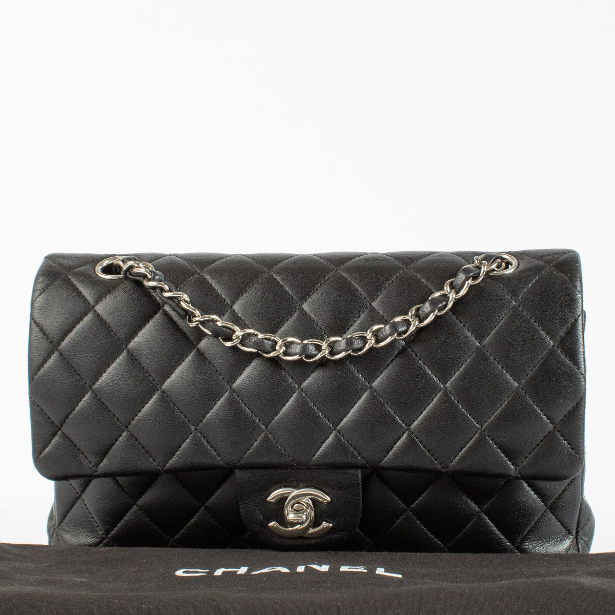 Chanel Black Lambskin Medium Classic Flap 11.12 Bag