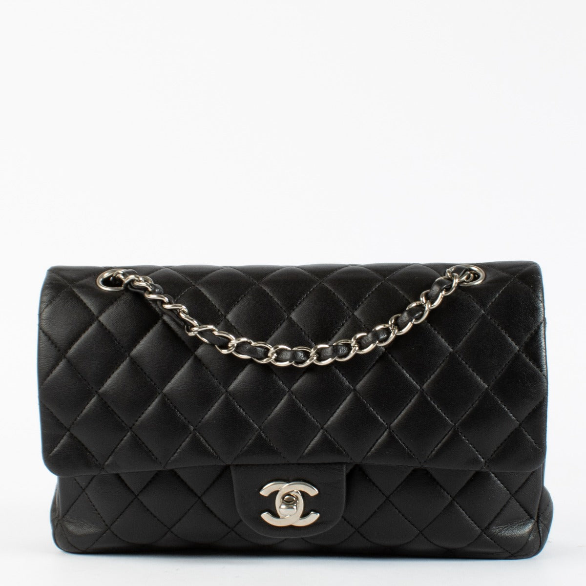 Chanel Black Lambskin Medium Classic Flap 11.12 Bag