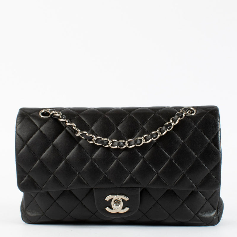 Chanel Black Lambskin Medium Classic Flap 11.12 Bag