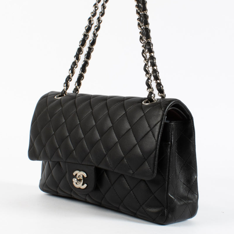 Chanel Black Lambskin Medium Classic Flap 11.12 Bag