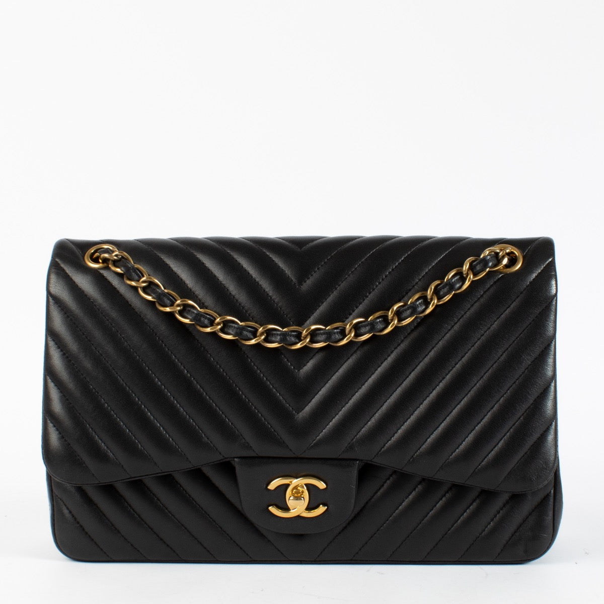 Shop 100% authentic second hand Chanel Black Chevron Classic Flap Bag on Labellov.com