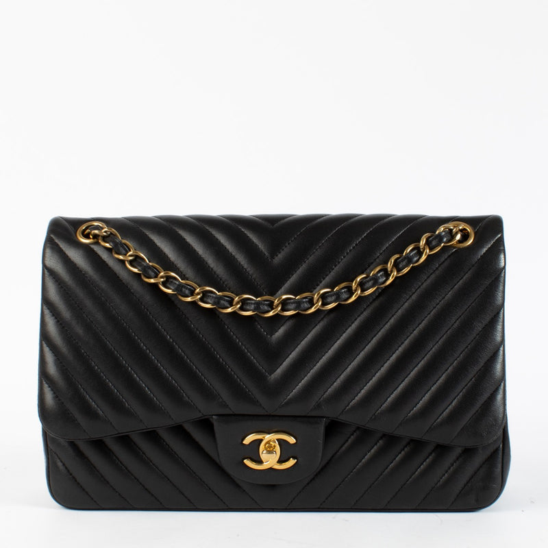 Shop 100% authentic second hand Chanel Black Chevron Classic Flap Bag on Labellov.com