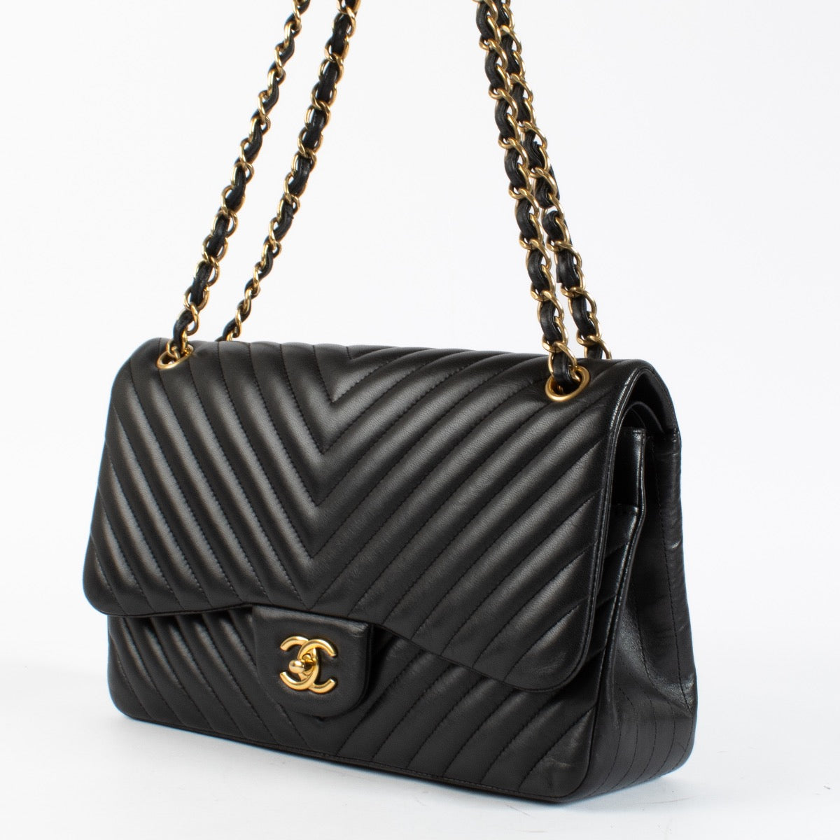 Shop 100% authentic second hand Chanel Black Chevron Classic Flap Bag on Labellov.com