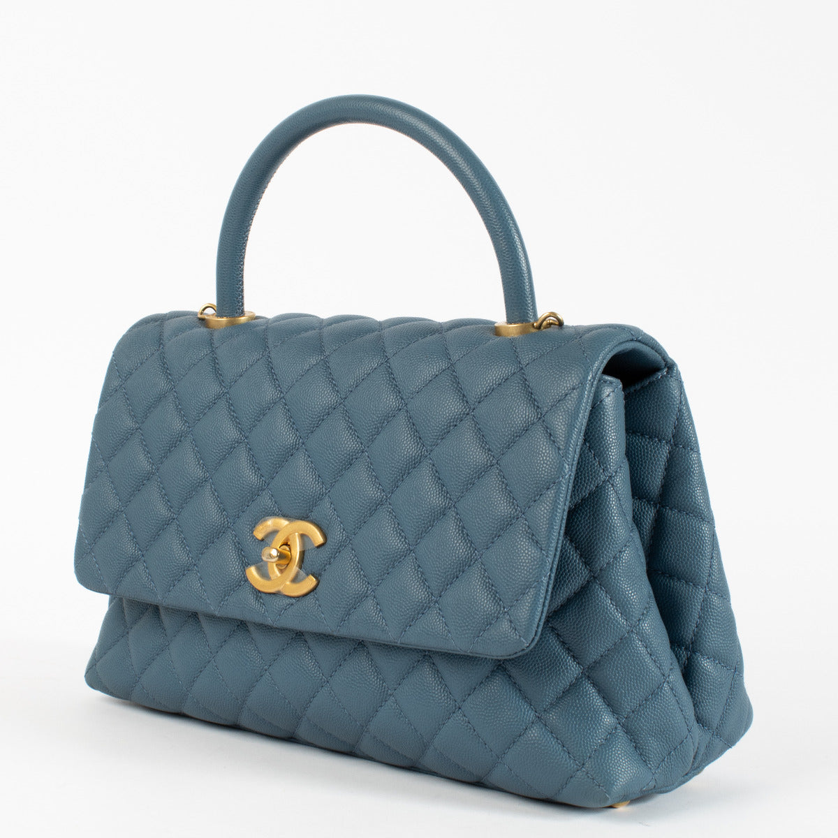 Grand sac Coco Handle Chanel en jean bleu