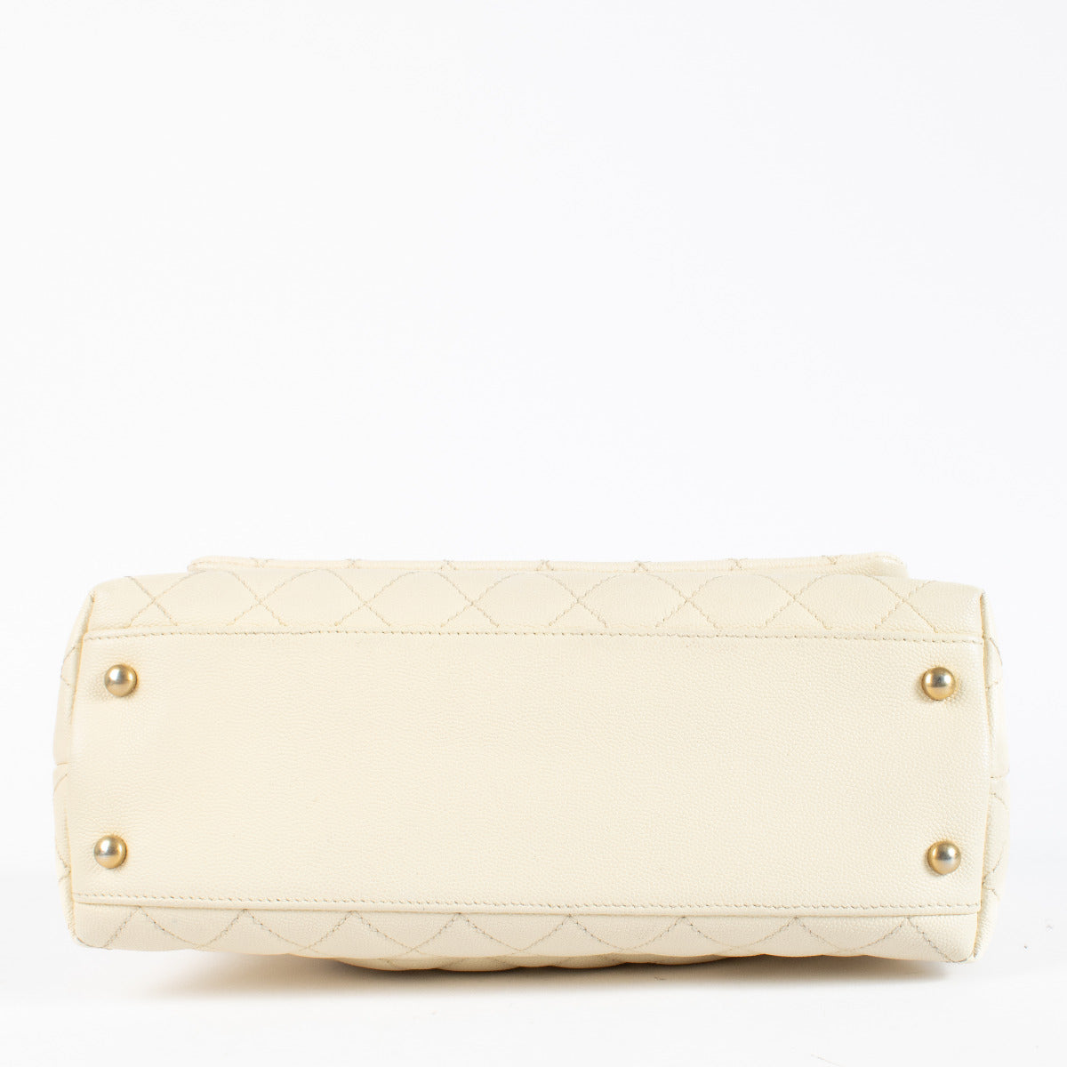 Chanel Cream/Burgundy Lizard Medium Coco Handle Bag