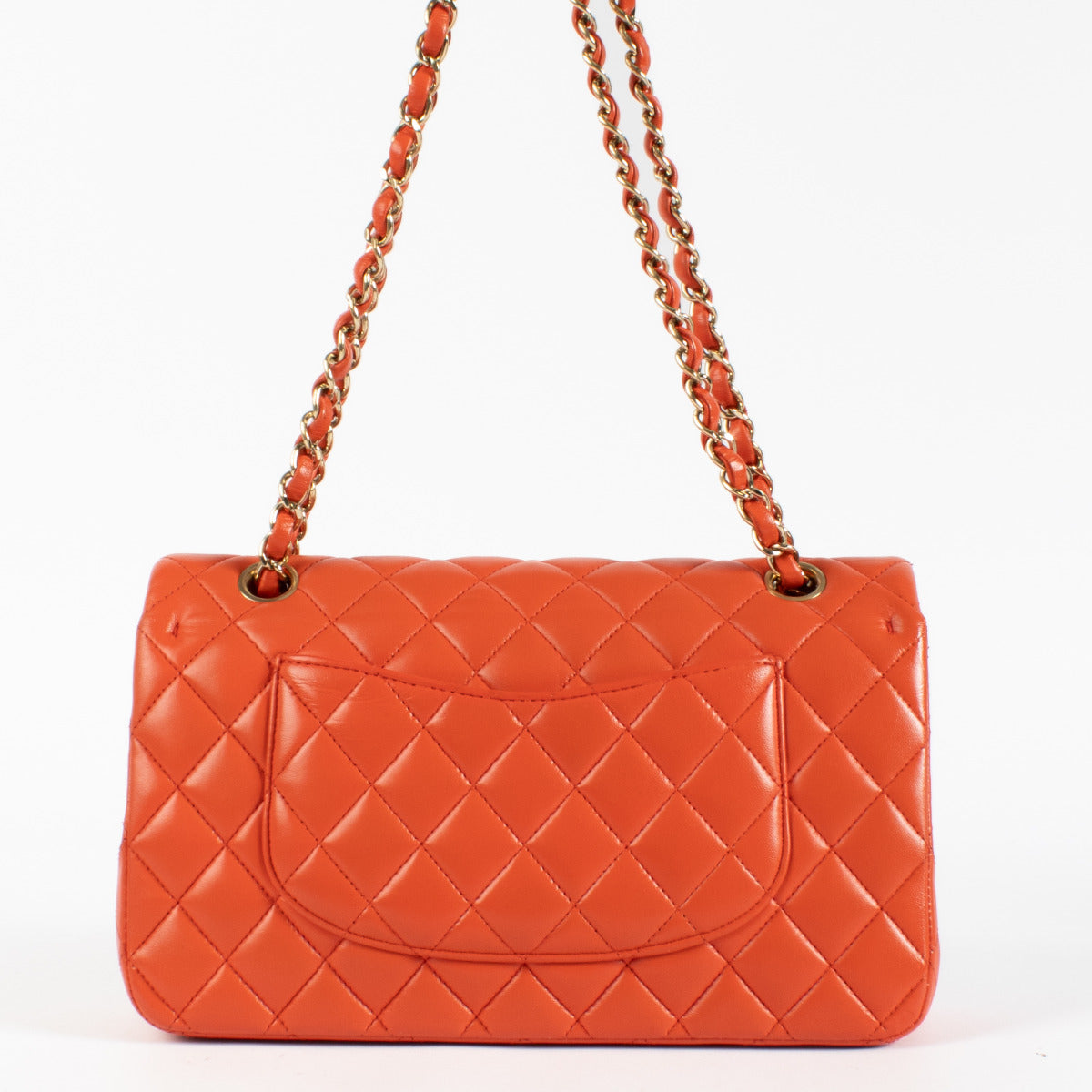 Sac Chanel Classic Flap Moyen 11.12 en agneau plongé rouge corail