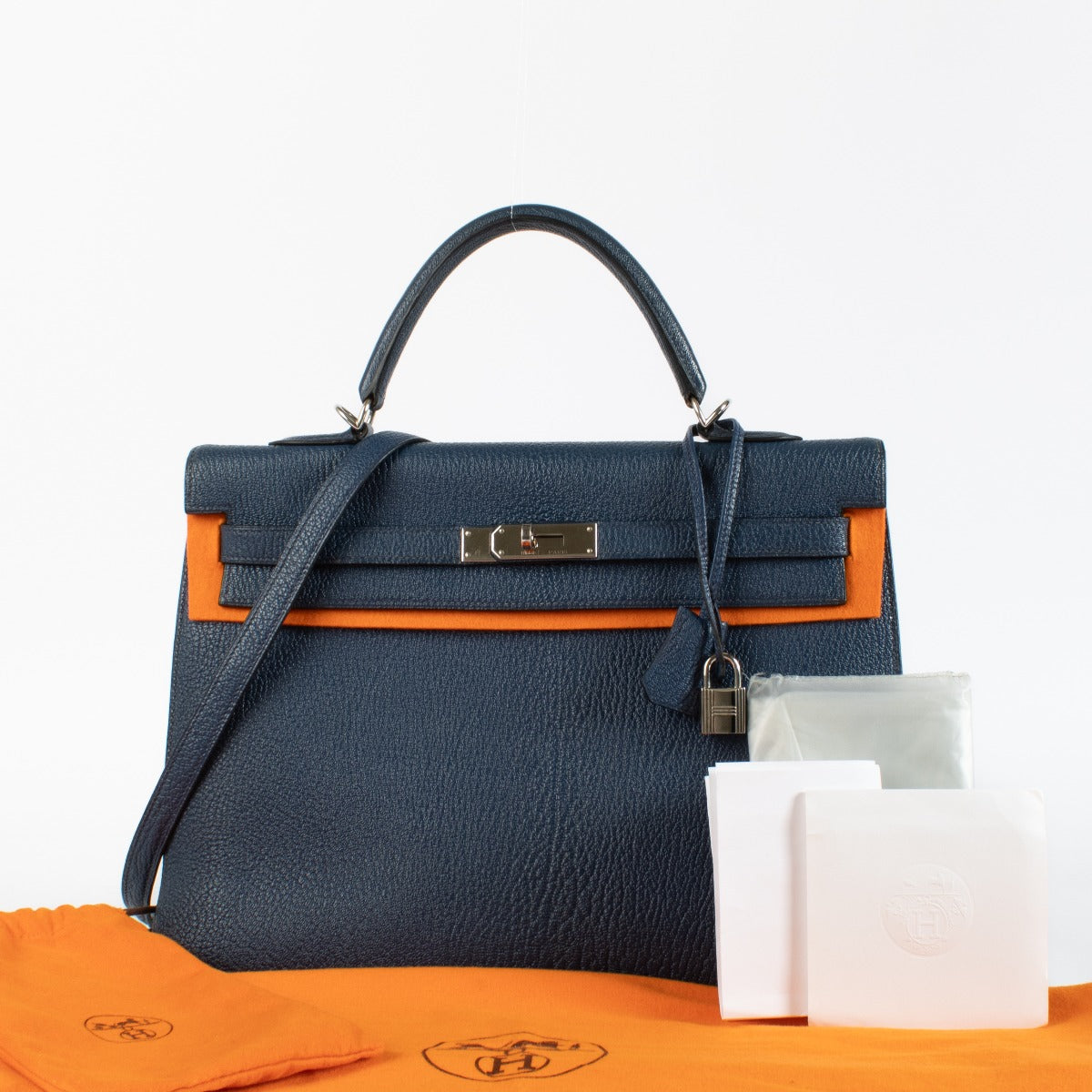 Hermès Kelly 35 Bleu De Malte Chevre Coromandel PHW