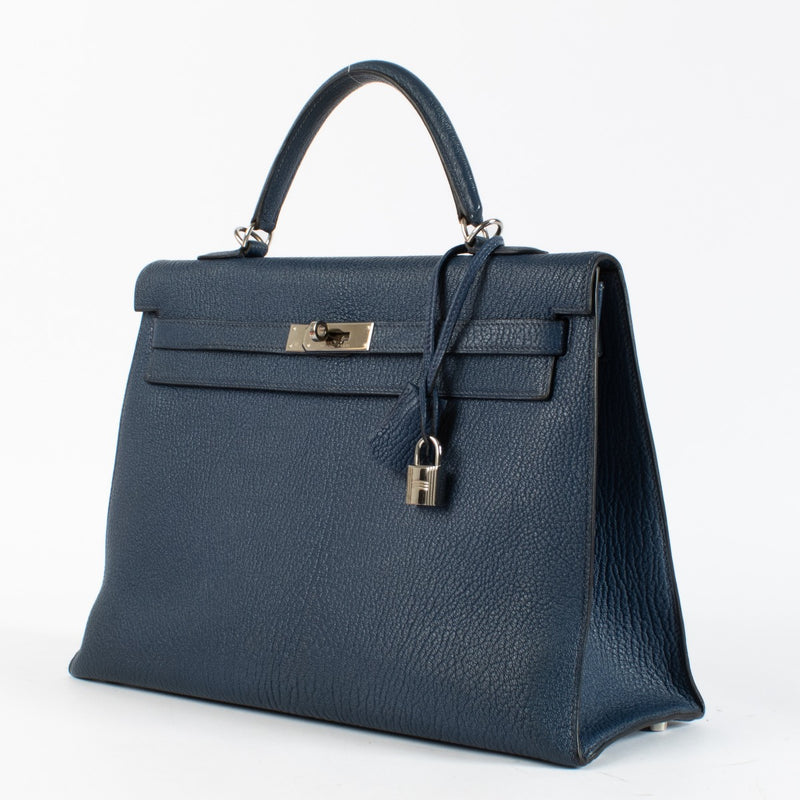 Hermès Kelly 35 Bleu De Malte Chevre Coromandel PHW