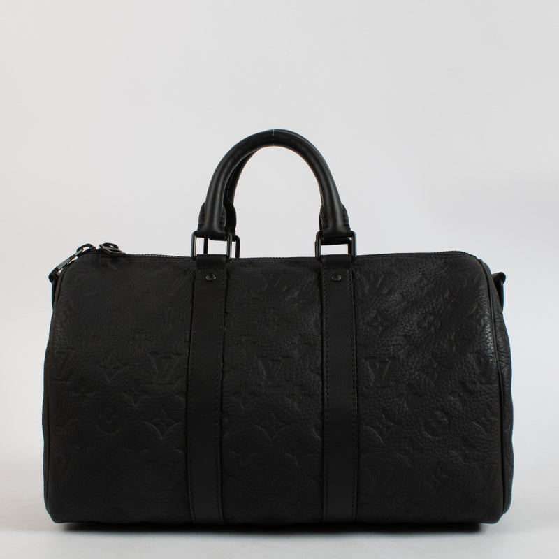 Louis Vuitton Black Monogam Taurillon Keepall 35