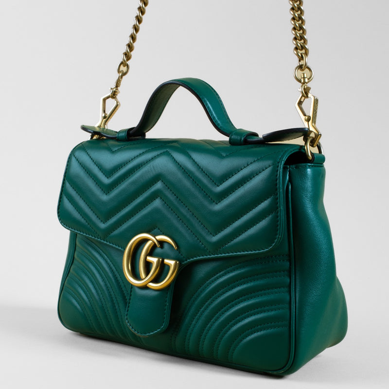Shop 100% authentic second hand Gucci Green GG Marmont Small Top Handle Bag on Labellov.com