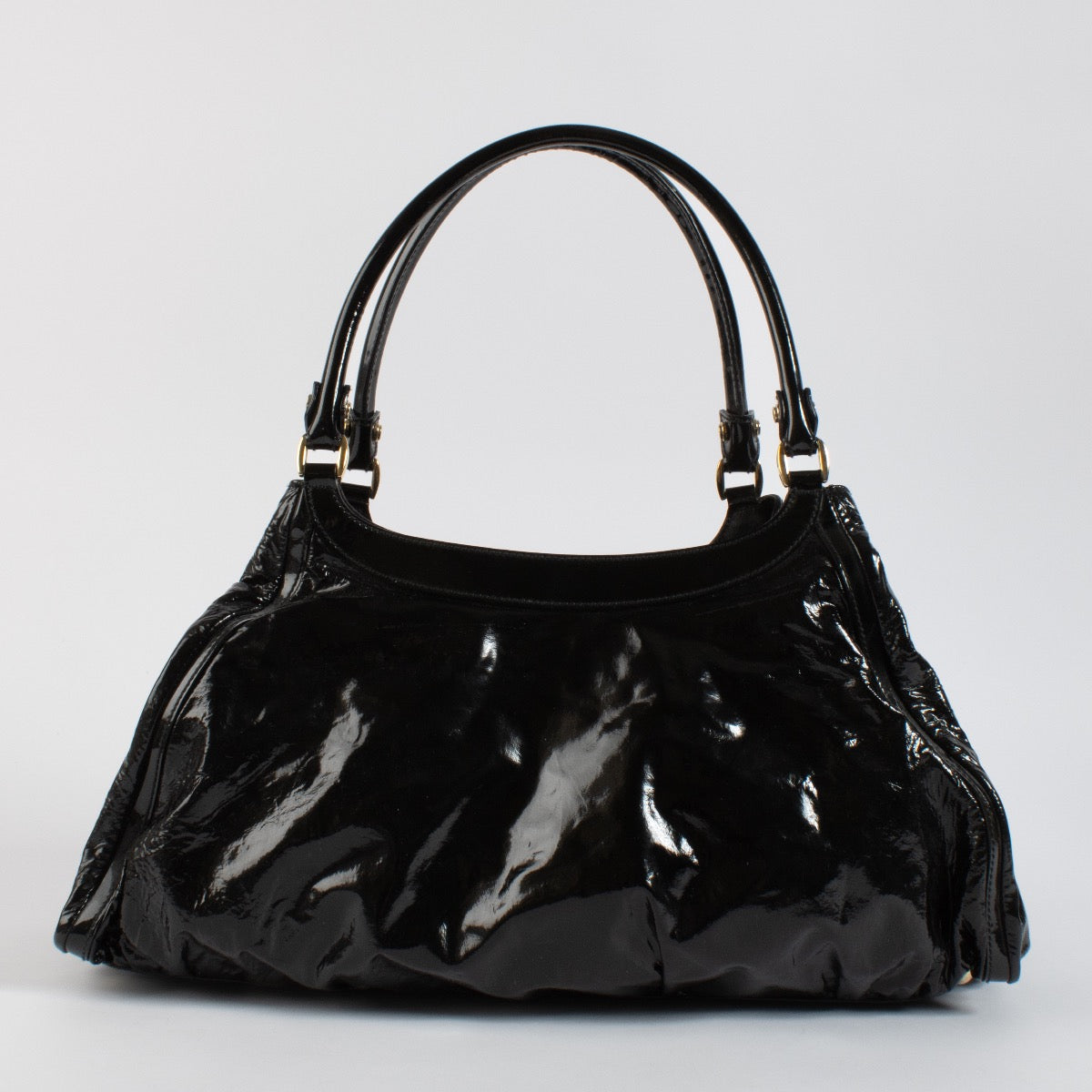 Gucci Black Patent Leather Abbey D-Ring Bag