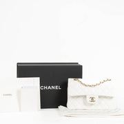Authentic Chanel White Caviar Small Classic Flap Bag on Labellov.com