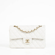 Authentic Chanel White Caviar Small Classic Flap Bag on Labellov.com