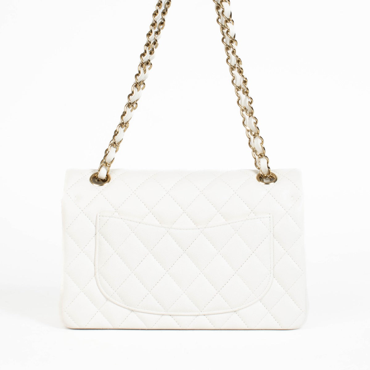 Authentic Chanel White Caviar Small Classic Flap Bag on Labellov.com