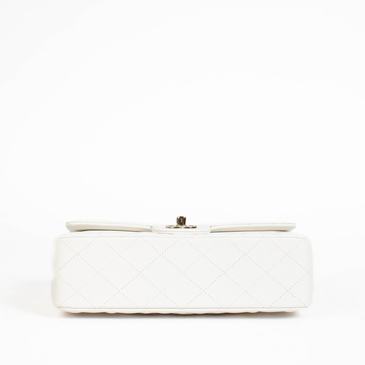 Authentic Chanel White Caviar Small Classic Flap Bag on Labellov.com