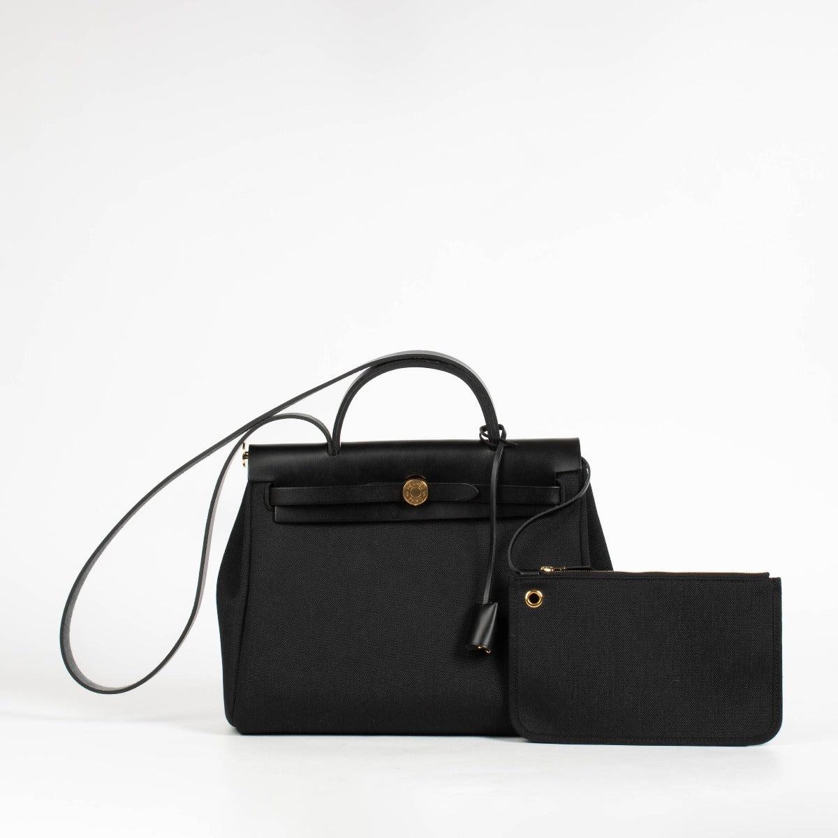 Hermès Herbag Zip 31 Black Toile Militaire/Hunter GHW