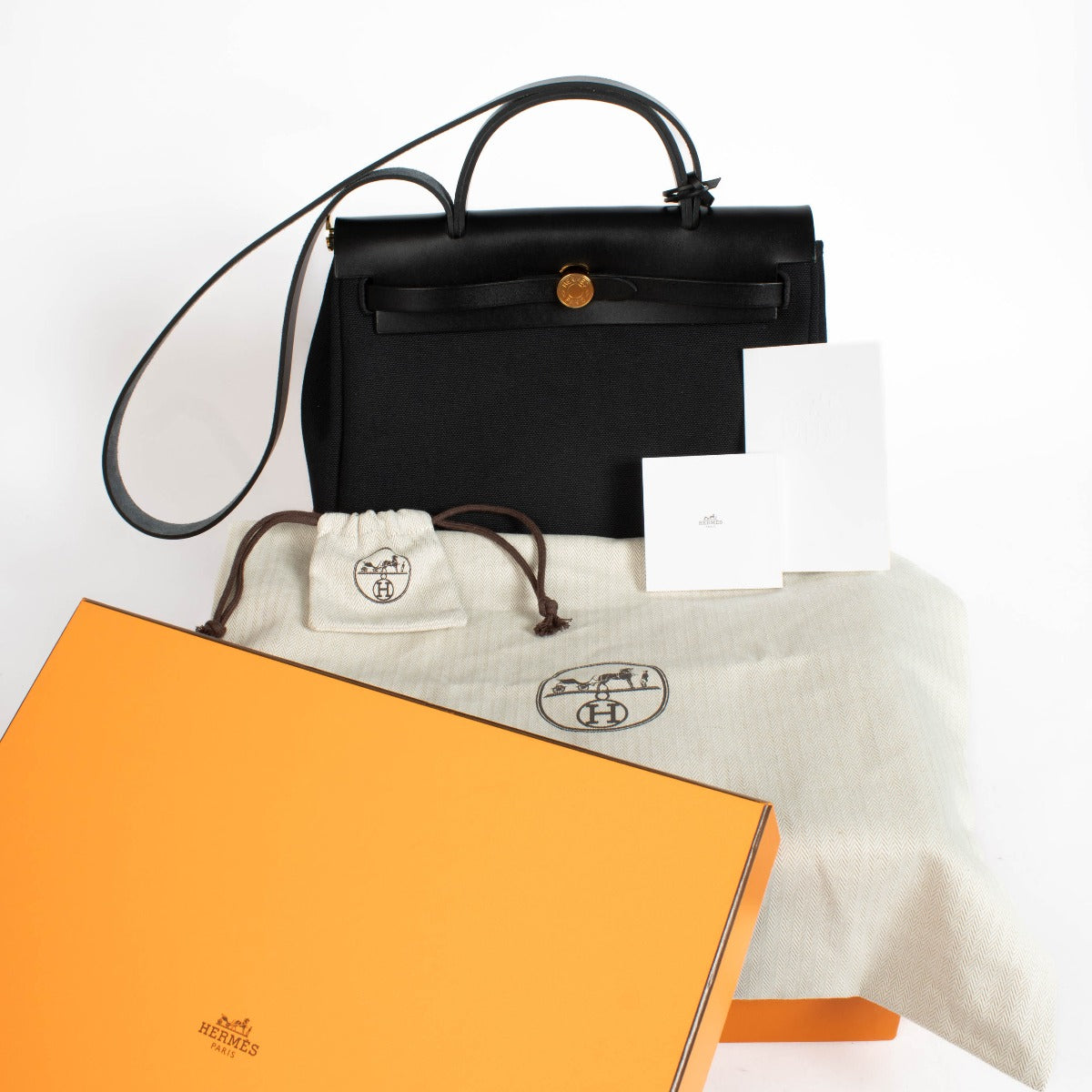 Hermès Herbag Zip 31 Black Toile Militaire/Hunter GHW