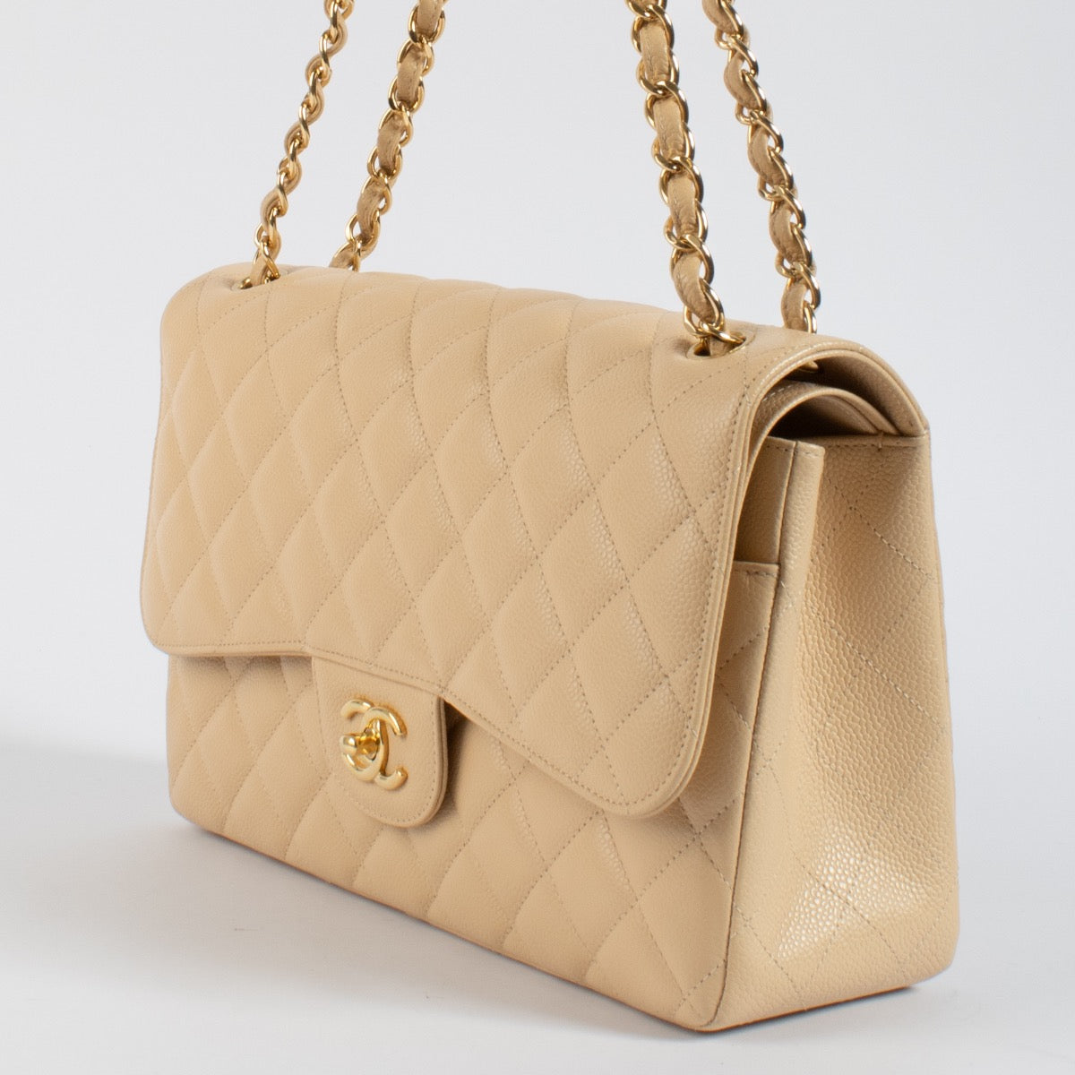 Authentic second hand Chanel Beige Caviar Large Classic Bag on Labellov.com
