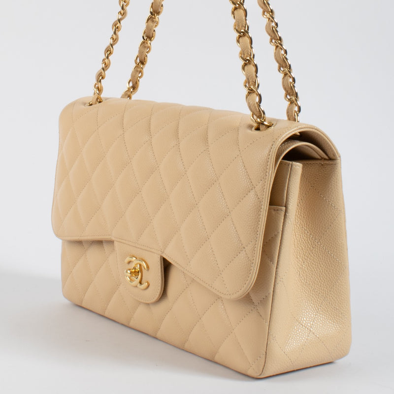 Authentic second hand Chanel Beige Caviar Large Classic Bag on Labellov.com