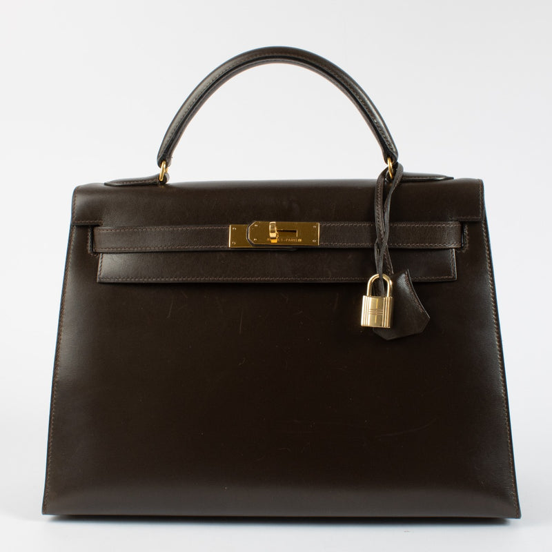 Hermès Vintage Kelly 32 Marron Box GHW