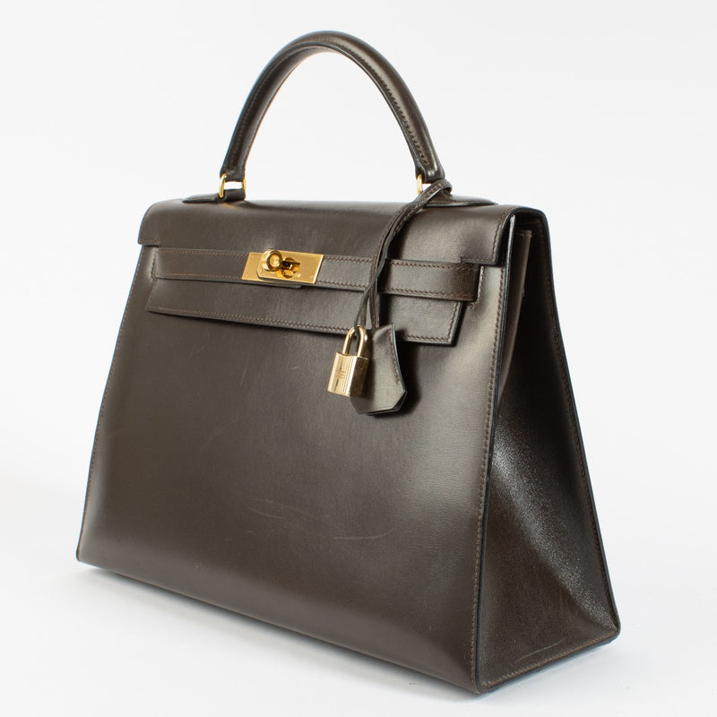 Hermès Vintage Kelly 32 Marron, hermes kelly brown vintage, hermes kelly 32 box, hermes kelly sellier 32 veau box