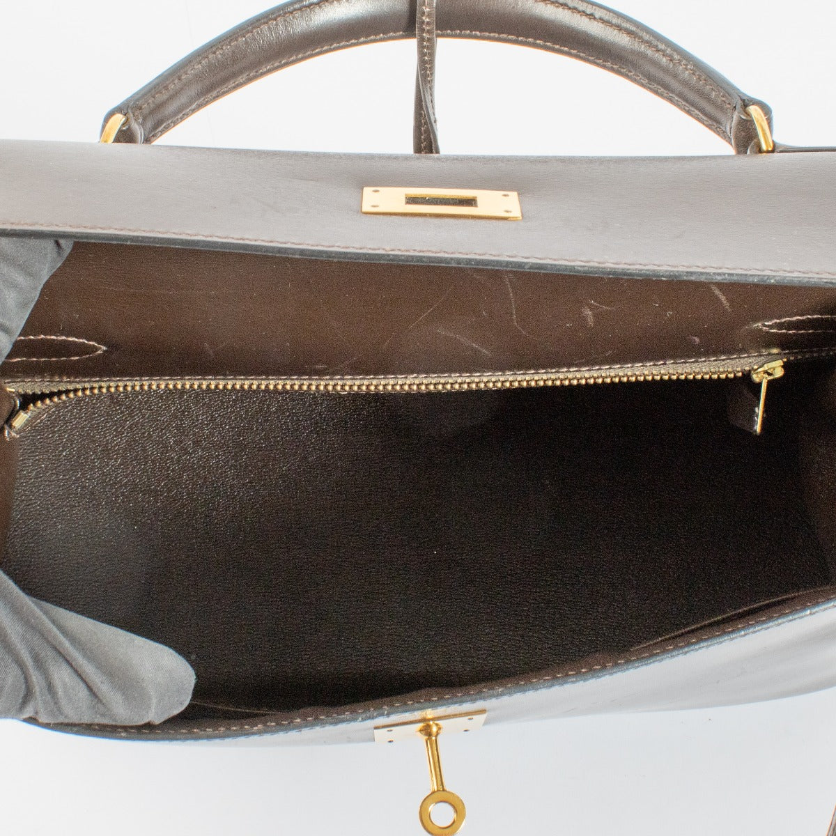 Hermès Vintage Kelly 32 Marron Box GHW