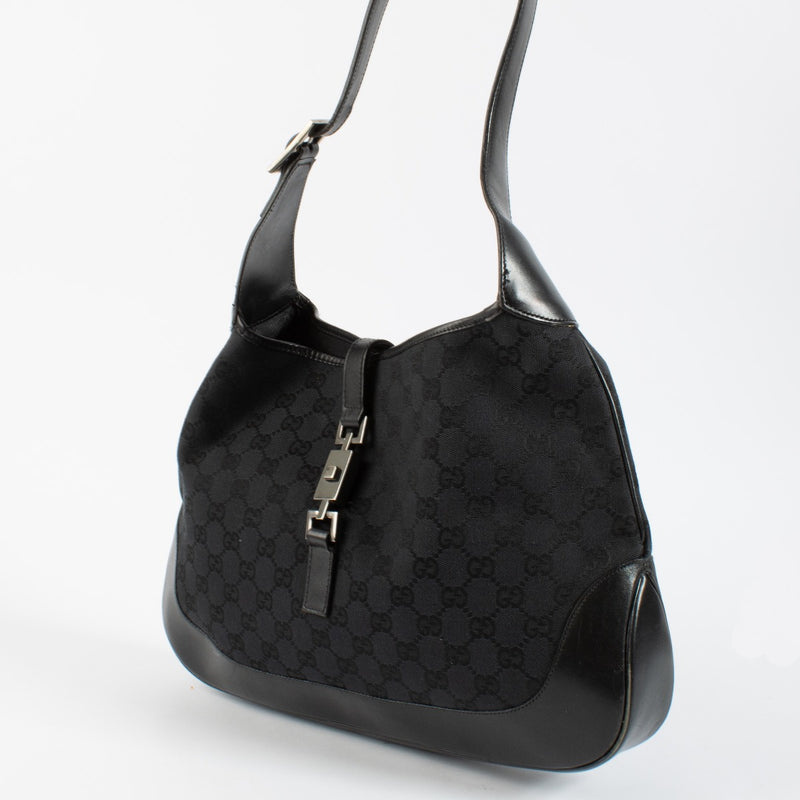 Authentic second hand Gucci Black GG Canvas Medium Jackie Bag on Labellov.com