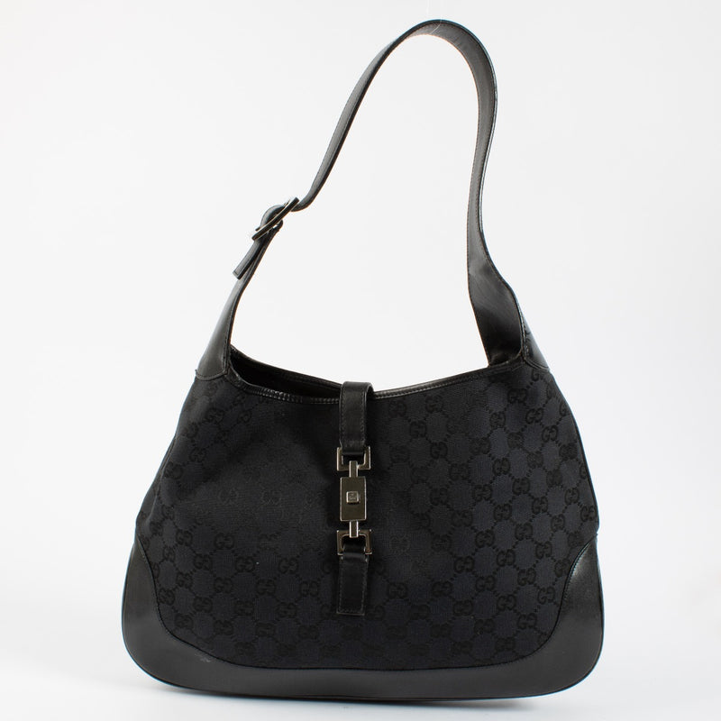 Authentic second hand Gucci Black GG Canvas Medium Jackie Bag on Labellov.com