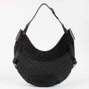 Gucci Black GG Canvas Half Moon Hobo Bag
