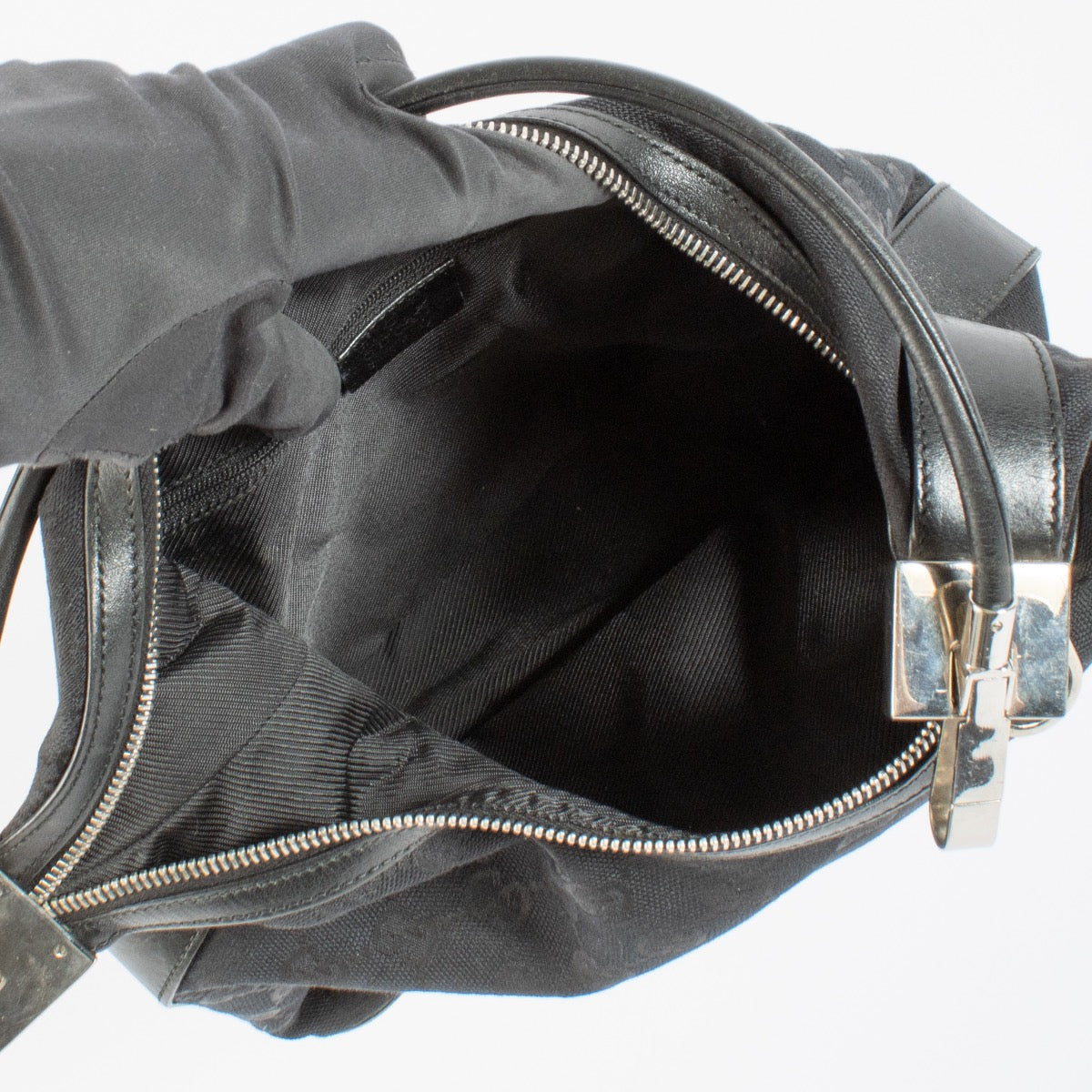 Authentic second hand Gucci Black Monogram Shoulder Bag on Labellov.com
