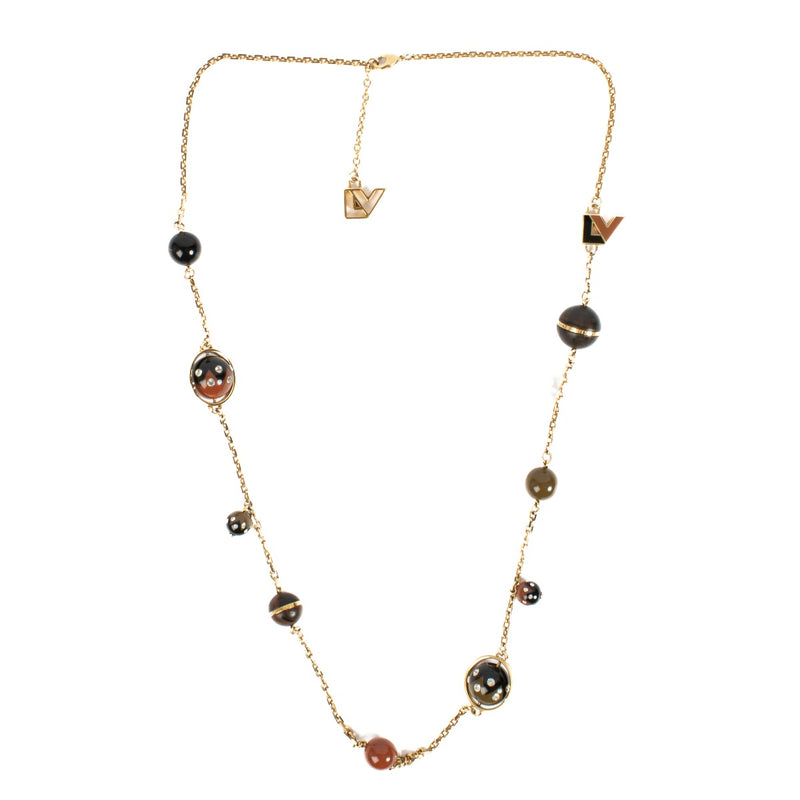 Authentic second hand Louis Vuitton Gold crystal Wood ball Long Necklace on Labellov.com