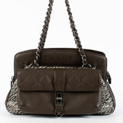 Authentic Preloved Chanel Brown Leather/Tweed 2.55 Frame Shoulder Bag on Labellov.com