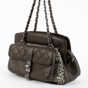 Authentic Preloved Chanel Brown Leather/Tweed 2.55 Frame Shoulder Bag on Labellov.com