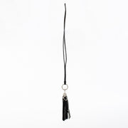 Delvaux Black Patent Tassel Necklace with silver hardware at Labellov.com