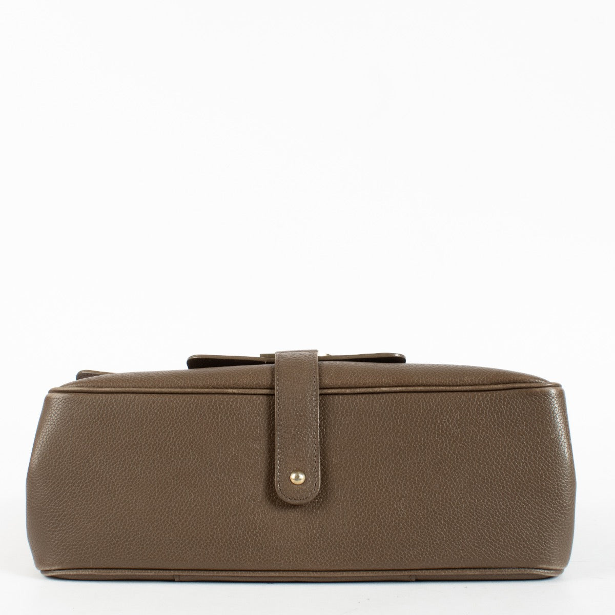 Delvaux Taupe Colette MM shoulder bag in grained leather with signature buckle detail at Labellov.com