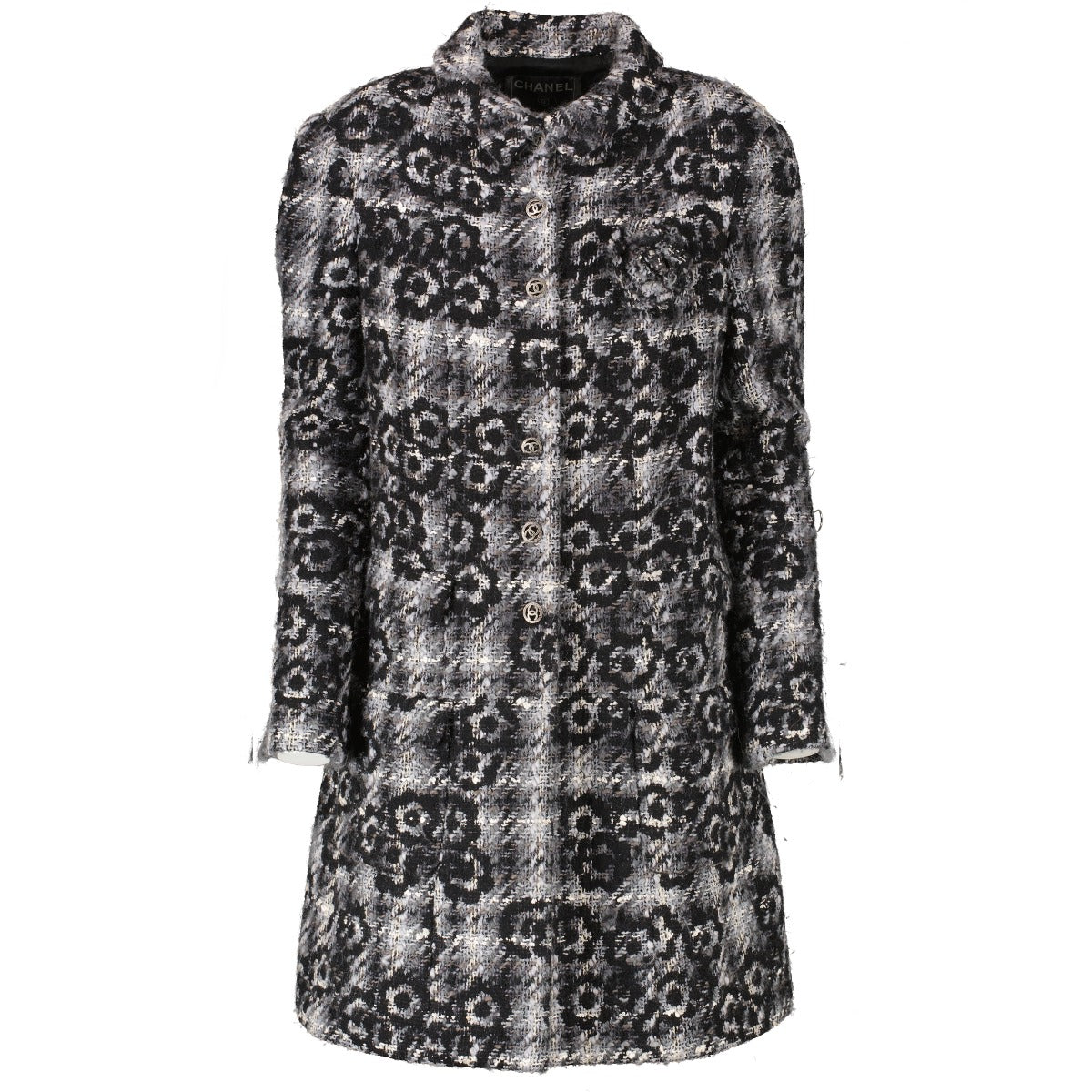 Chanel 05A Grey Tweed Jacket/Skirt/Hat Set - Size FR40