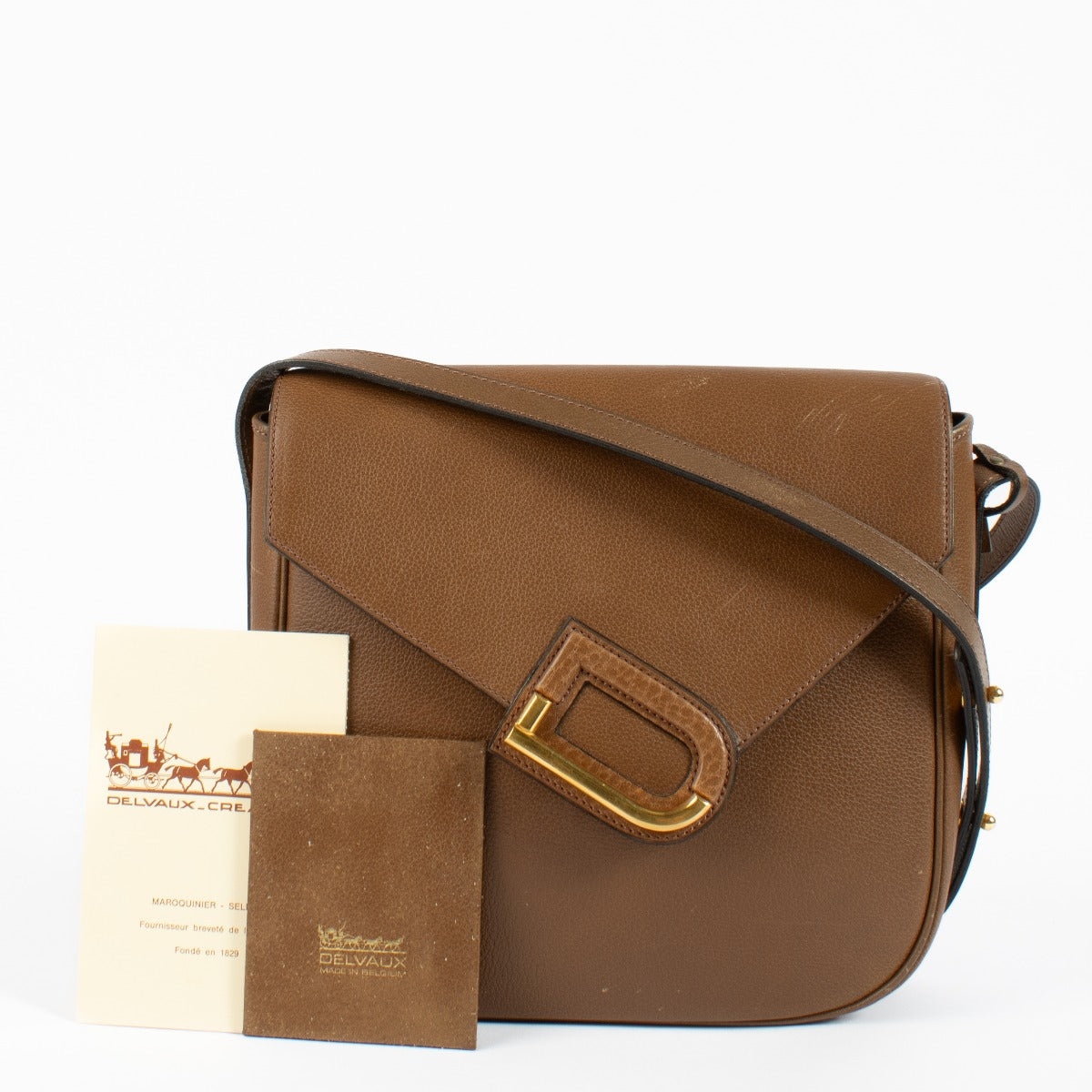 Delvaux Bruin Leren Orphé Crossbodytas