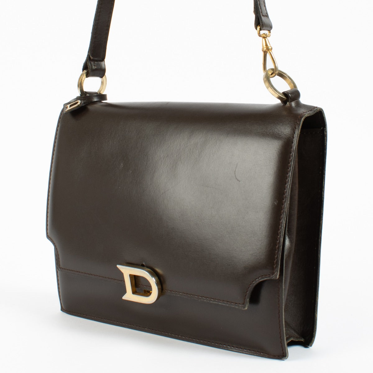 Delvaux Brown Box Calf Shoulder Bag