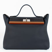 Authentic second hand Hermès 24/24 35 Patchwork on www.labellov.com Hermès 24/24 35 Patchwork Bleu Nuit/Navy/Marine/Gold/Terre Battue Togo/Swift/Alligator Palladium Hardware