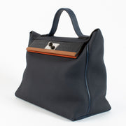 2021 Hermès 24/24 35 Patchwork Bleu Nuit/Navy/Marine/Gold/Terre Battue Togo/Swift/Alligator Palladium Hardware