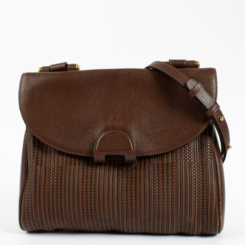 Delvaux Brown Toile De Cuir Chablis Crossbody Bag
