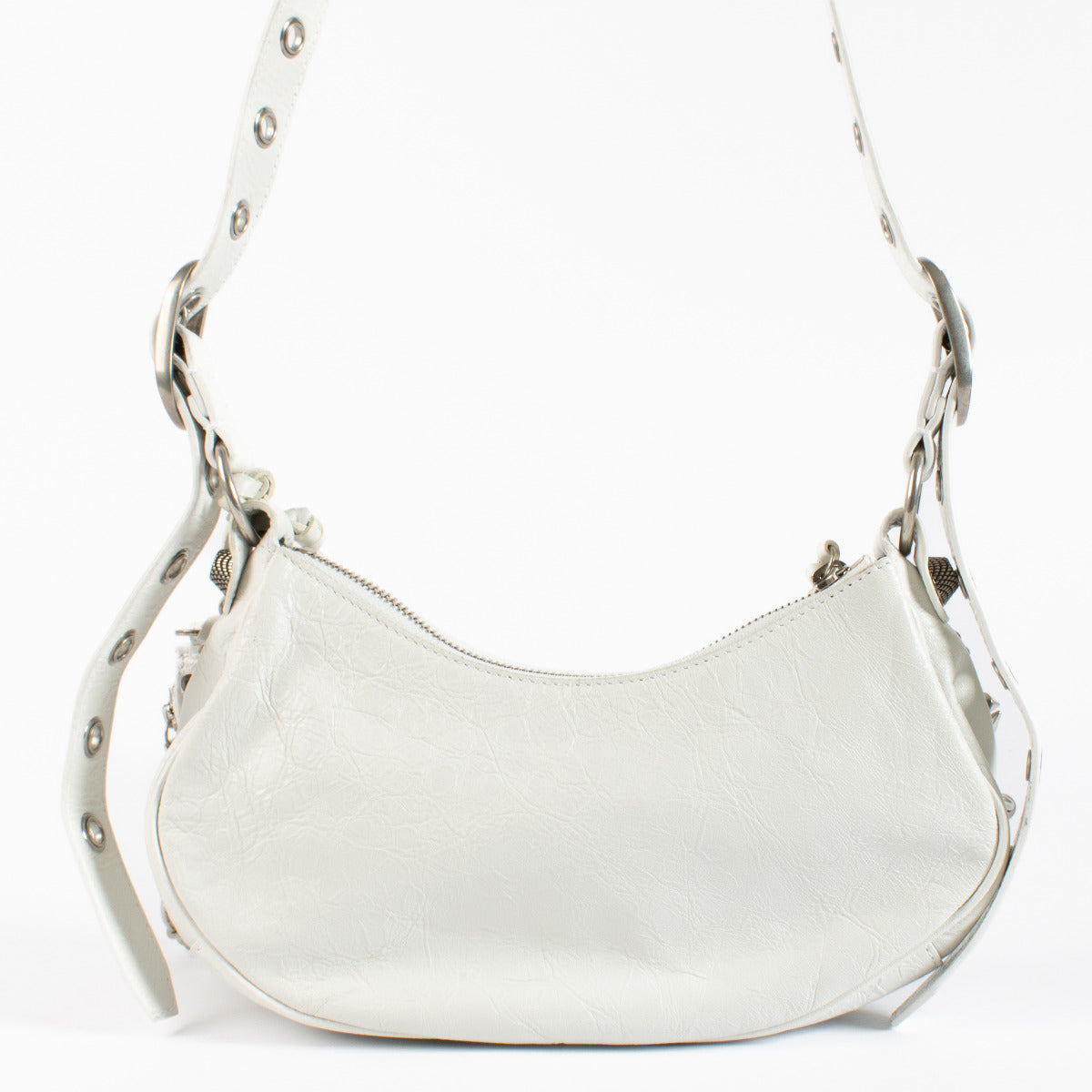 Balenciaga White Pierced Cagole XS Bag