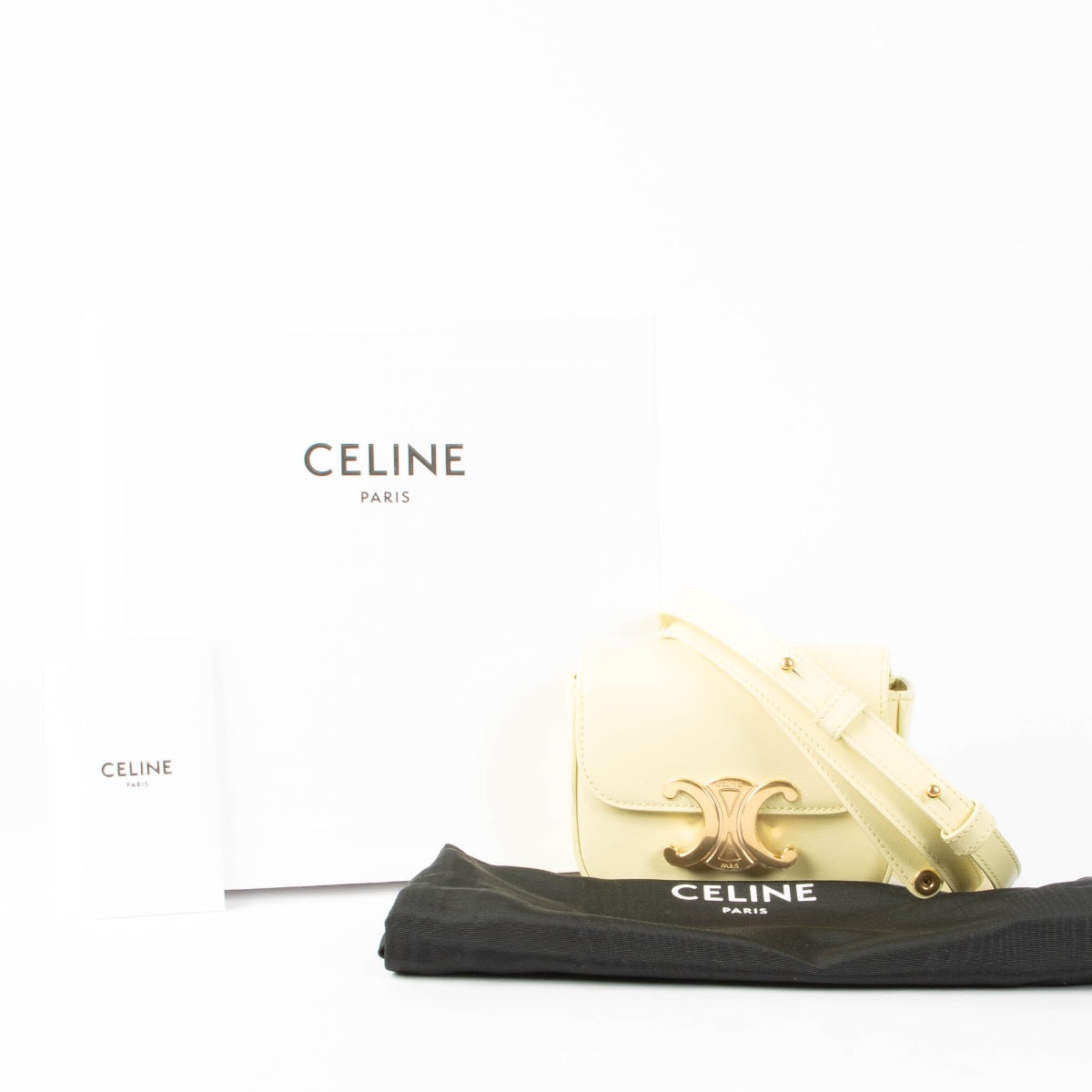 Authentic pre-loved Celine Yellow Shiny Calfskin Mini Claude Crossbody Bag on Labellov.com