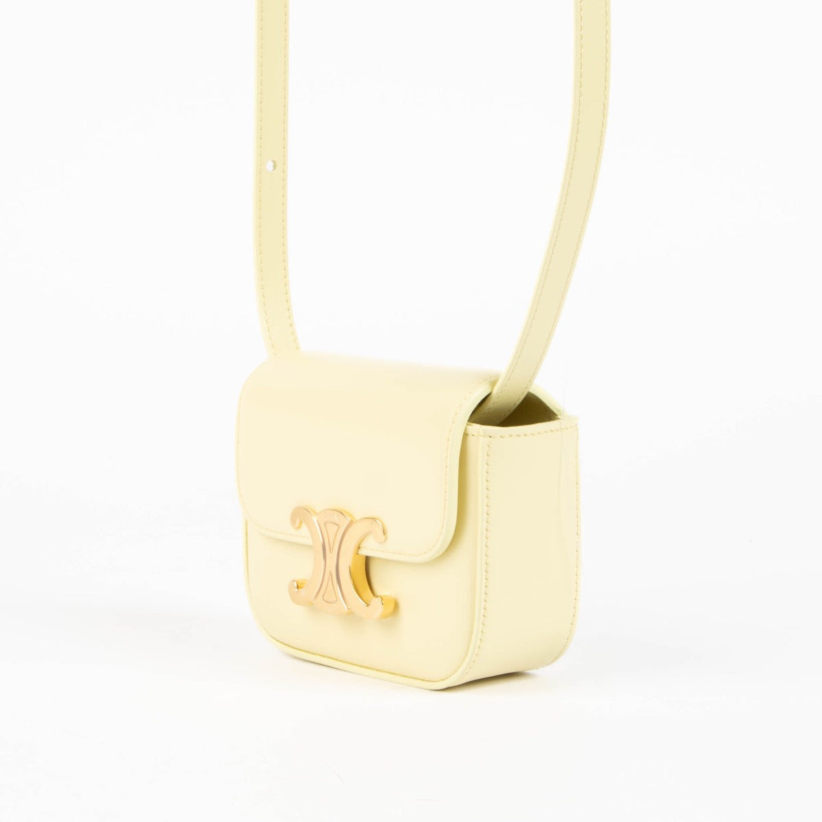 Authentic pre-loved Celine Yellow Shiny Calfskin Mini Claude Crossbody Bag on Labellov.com