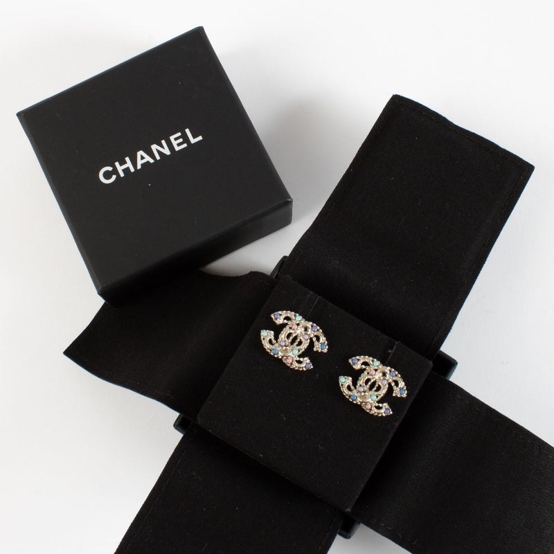 Chanel Silver CC Earrings