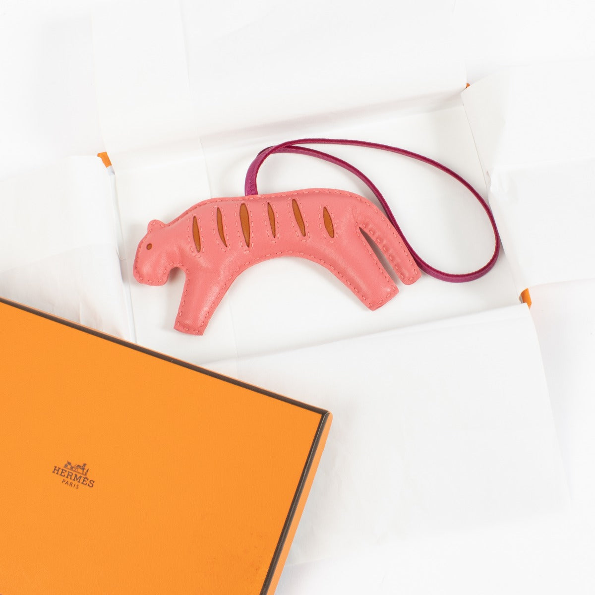Hermes Rose Azalee Rooroo Tiger Charm